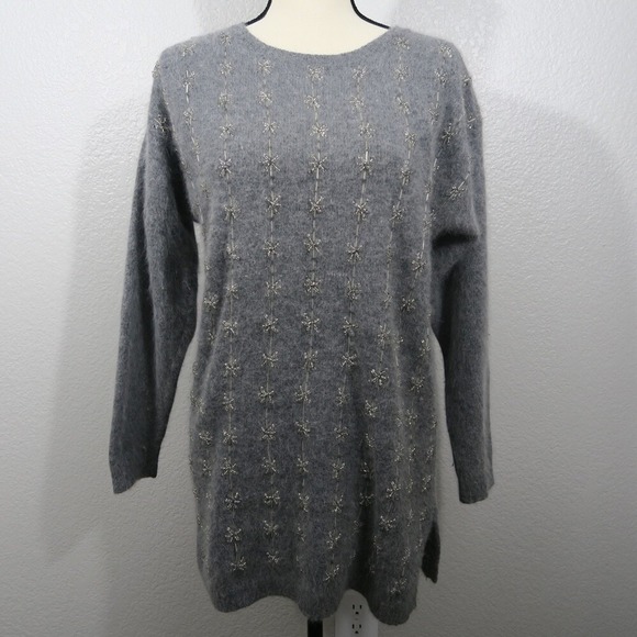 Vintage Sweater Womens Lambswool Angora Holiday Christmas Snowflake Tunic Size S - Picture 13 of 13